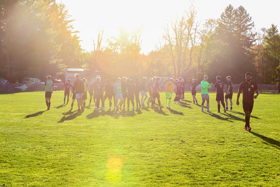 Earlham Men's Soccer Team Huddle